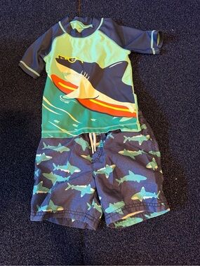 Toddler boys 3T swim trunks & rash guard